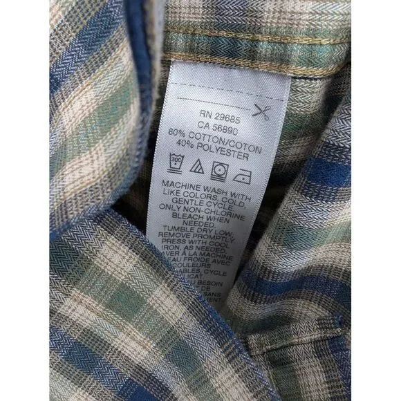 Pendleton Frontier Long Sleeve Snap Button Shirt Men's Small Blue/ Green - Picture 8 of 15